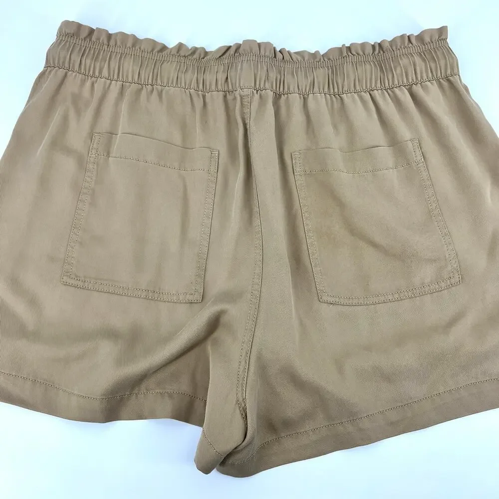 Loft Womens Emory Shorts Lyocell Fabric Tan Drawstring Waist Size XL